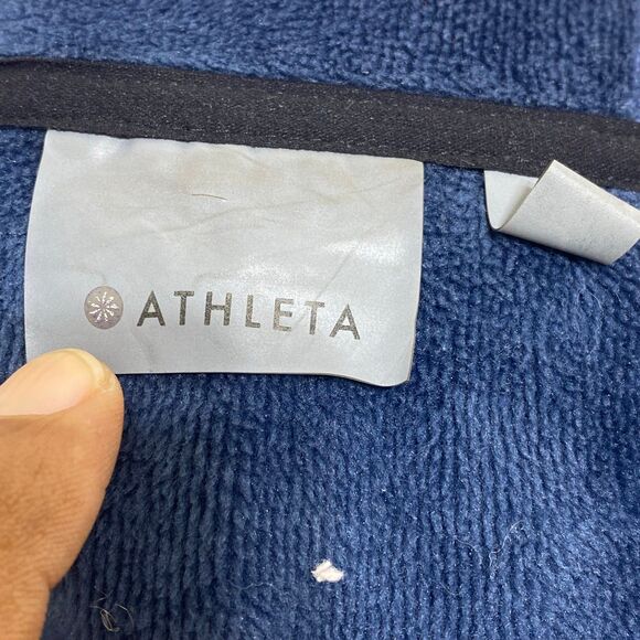 Athleta Hoodie Women’s XS Blue Hiking Sweater Pullover Stretch Slant Zip - Picture 9 of 10